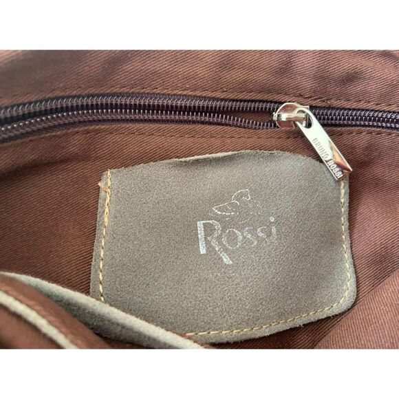 Bruno Rossi Suede Saddle Bag Taupe - Picture 4 of 14